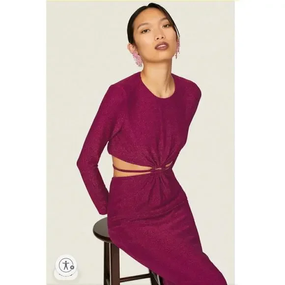 63. Monique Lhuillier Maxi Dress Womens 12 Sparkly Swiftie Cocktail Shimmery - Picture 4 of 9